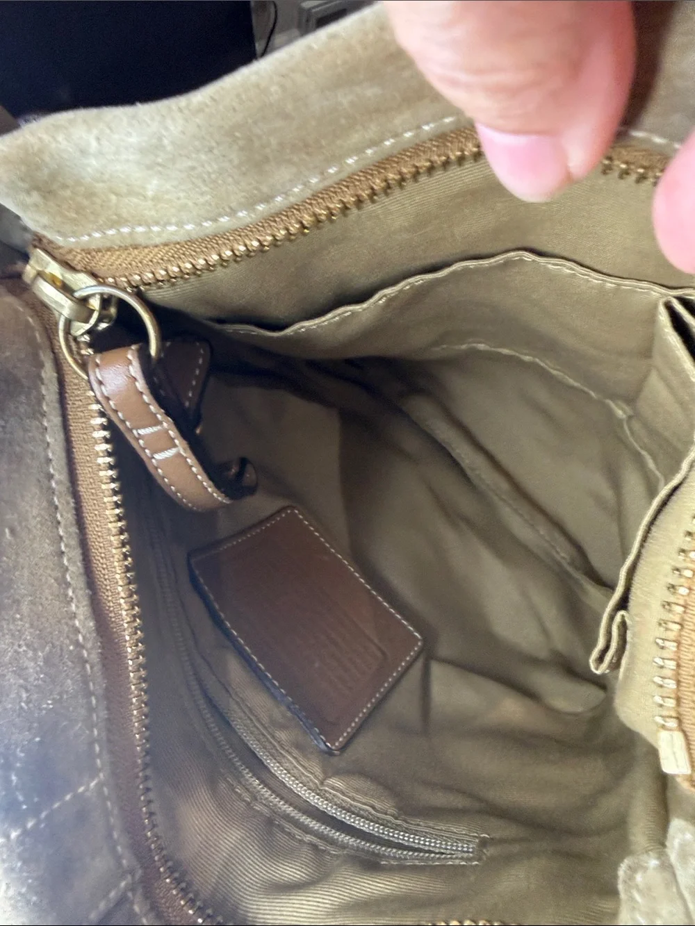 Vintage Y2K CoachTan Suede Bucket Hobo with Brown Leather Trim & Gold Hardware